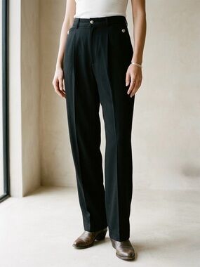 Vintage 90s Western Style Pleated Trouser Pants Women's Size 29/30 Black